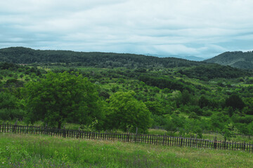 Fototapeta na wymiar Bosques y praderas en las proximidades de Berevoesti, Rumanía.
