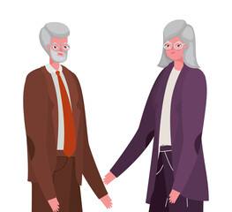 Senior woman and man cartoons vector design