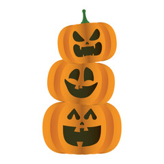 halloween pumpkins faces pile tower icon