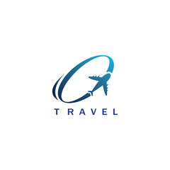 travel logo illustration wheel and airplane color design vector template