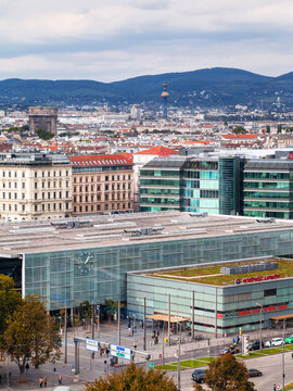 VIENNA, AUSTRIA - SEPTEMBER 30, 2015: view of Vienna Praterstern railway station (Bahnhof Wien Praterstern). It is one of Vienna's main railway stations, being used by 35,000 people daily
