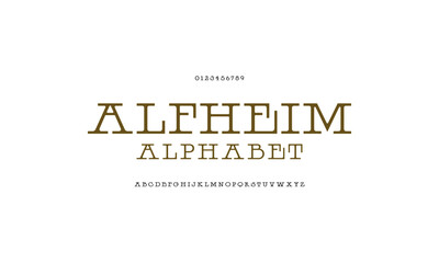 Vintage and classic typeface. Typography fonts regular uppercase and lowercase. Vector illustration a to z and number.