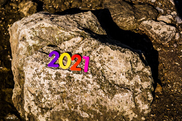 new year 2021 different colors numbers on the stone