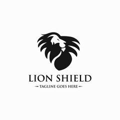 Lion shield logo. Lion head icon. Vector illustration