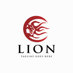 Lon logo. Lion fire icon design concept. Vector illustration