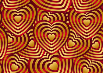 Seamless pattern with golden hearts .Vector graphic.