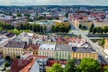 Naklejka premium Hradec Kralove, The Czech republic: View on Great Square of Hradec Kralove from White Tower.