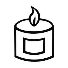 Candle, cozy autumn in ink isolated on white background. Hand drawn vector decorative element in doodle style for invitation and decoration, postcard, banner or website