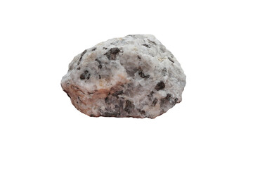Granite stone isolated on white background, Granite is a common type of granular and phaneritic felsic intrusive igneous rock.