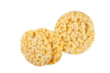 Crispbread isolated on a white background. View from above.