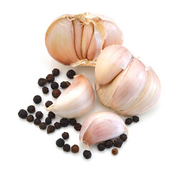 head of garlic  close-up isolated on white