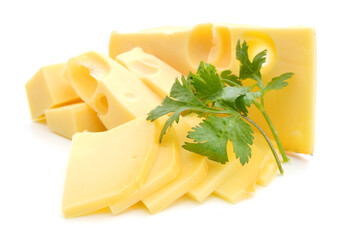 piece of cheese isolated on a white background