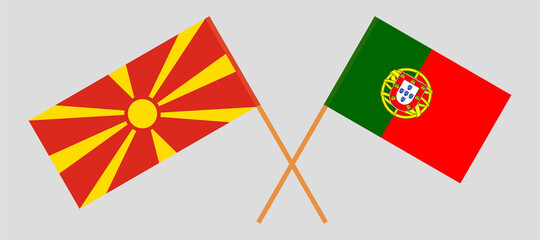 Crossed flags of North Macedonia and Portugal