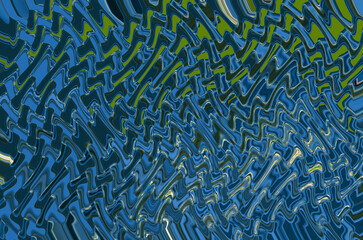 Abstract zigzag pattern with waves in blue and green tones. Artistic image processing created by cherry flowers photo. Beautiful multicolor pattern for any design. Background image