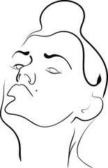 vector linear drawing. fashion illustration for the design of cosmetics, business card, fabric, website, beauty salon.