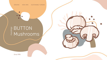 Button Mushrooms Banner Template