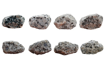 Set of granite rock isolated on a white background. igneous rock.