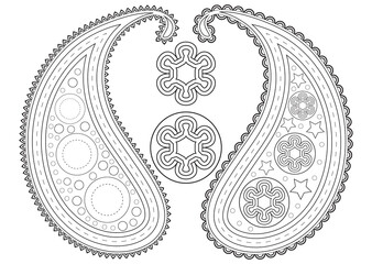 Paisley black and white template isolated on white background .Vector graphic.