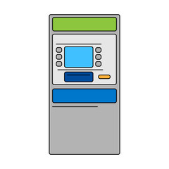 Vector line art cash machine - vector lineart illustration