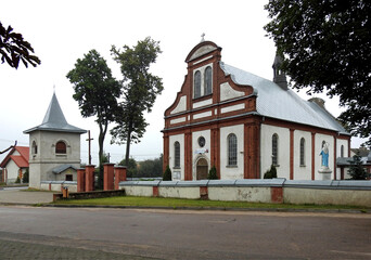 Fototapeta na wymiar built in 1805, the Roman Catholic church of Saint Nicholas in the village of Lipowiec church in Masovia, Poland