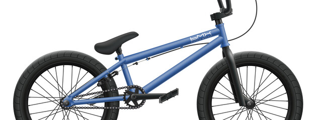 Blue BMX bicycle mockup - right side close-up