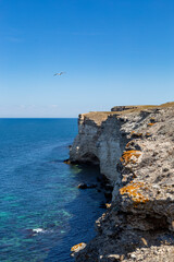 Atlesh. Rocky coast of Cape Tarhankut in Crimea. Black Sea