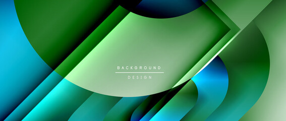 Vector geometric abstract background with lines and modern forms. Fluid gradient with abstract round shapes and shadow and light effects