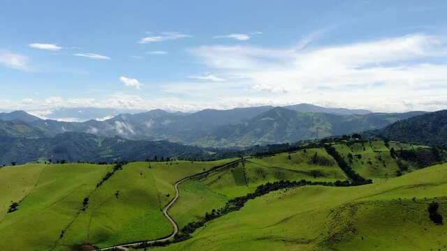 Aerial view of Andes Mountains of Ecuador in a sunny day located in Nono parish near to capital city Quito