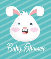 baby shower card with rabbit head stripes background