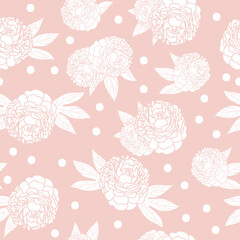 Vector white floral seamless repeat pattern background. Perfect for wallpaper, fabric, stationery, scrapbooking projects.