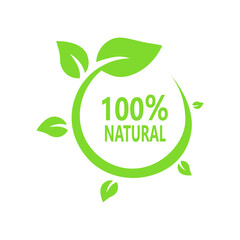 100 natural natural banner icon. Vector illustration eps 10.