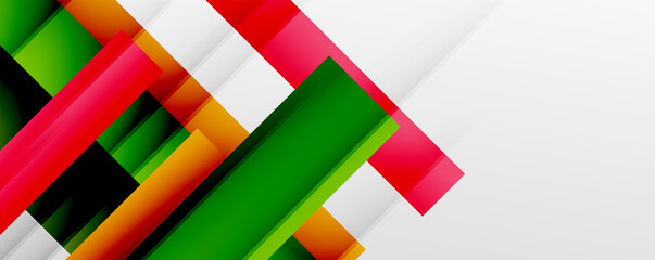 Geometric abstract backgrounds with shadow lines, modern forms, rectangles, squares and fluid gradients. Bright colorful stripes cool backdrops