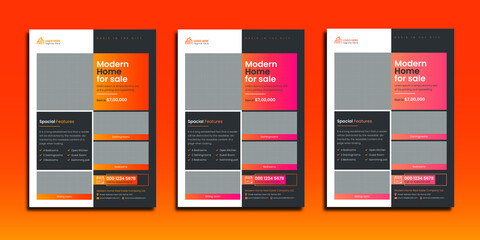 Real estate business modern home for sale flyer design template