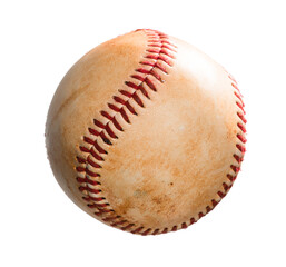 Old scuffed used MLB Little League baseball isolated on white background for use alone or as a design element