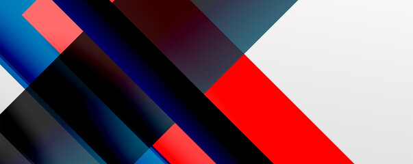 Geometric abstract backgrounds with shadow lines, modern forms, rectangles, squares and fluid gradients. Bright colorful stripes cool backdrops