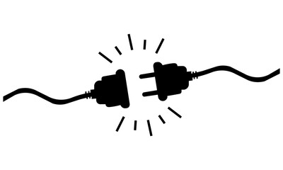 Icon of black disconnected wires. Vector illustration eps 10