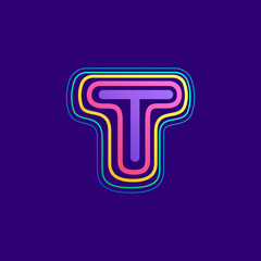 Colorful line T letter logo.