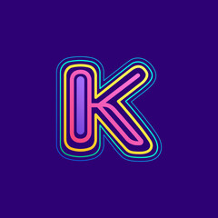 Colorful line K letter logo.