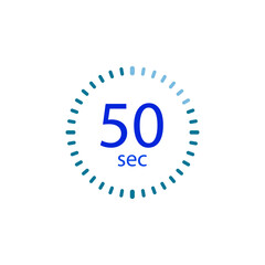 Stopwatch icon for 50 seconds. Vector illustration eps 10