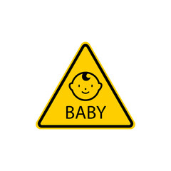 Icon caution baby on the road. Vector illustration eps 10