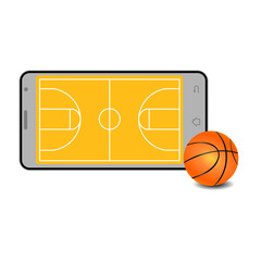 realistic banner smartphone and online basketball. Vector illustration eps 10