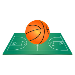 Realistic basketball and court icon. Vector illustration eps 10