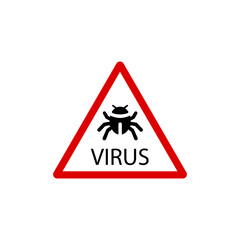 Virus icon in the triangle. Vector illustration of eps 10