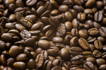 Coffee beans background. Background of roasted coffee beans