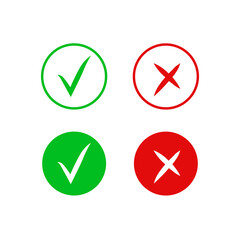 Set of ok sign icons and no sign. cross and yes. Vector illustration eps 10
