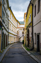 Fototapeta na wymiar Pardubice, The Czech Republic: Narrow street in the centre of Pardubice 