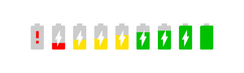 Obraz premium battery indicator charging set flat Icon.Vector illustration of eps 10