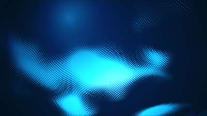 Dot blue wave light screen gradient texture background. Abstract  technology big data digital background. 3d rendering.