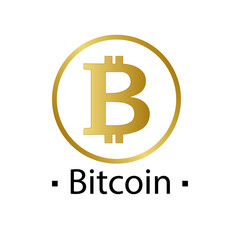 Bitcoin golden cryptocurrency icon. Vector illustration of eps 10