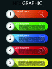 Vector infographic with a list of five points suitable for the web